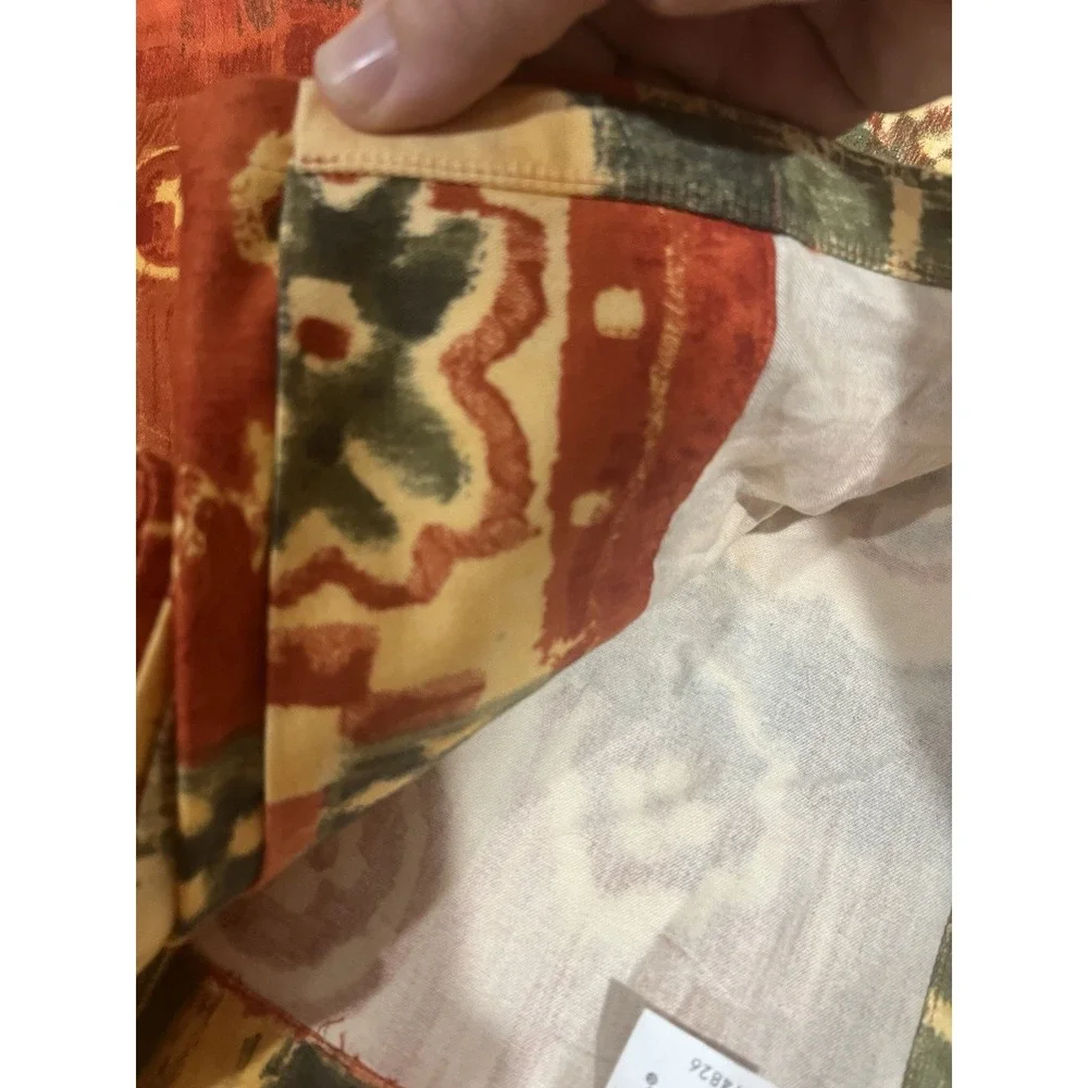 IKEA Mara Orange Green Curtain Panels 100% Cotton Made In Italy Geometric 54x78